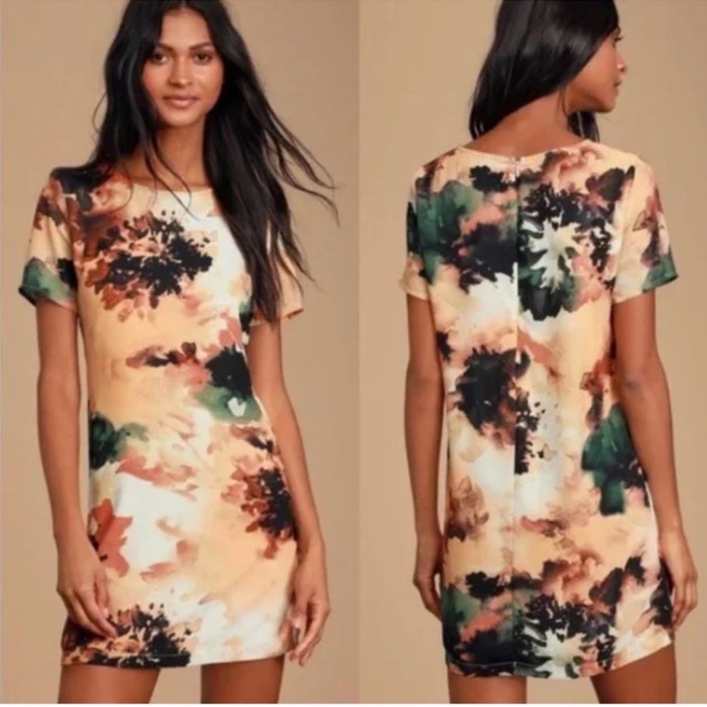Lulus | Camaraderie Orange Print Shift Dress | Mini | XS